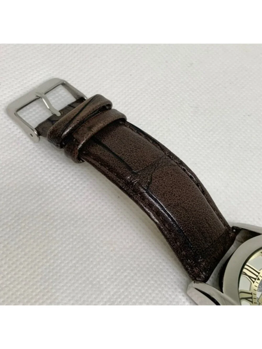 Structure men’s watch two tone skeleton style dial 43mm quartz leather running